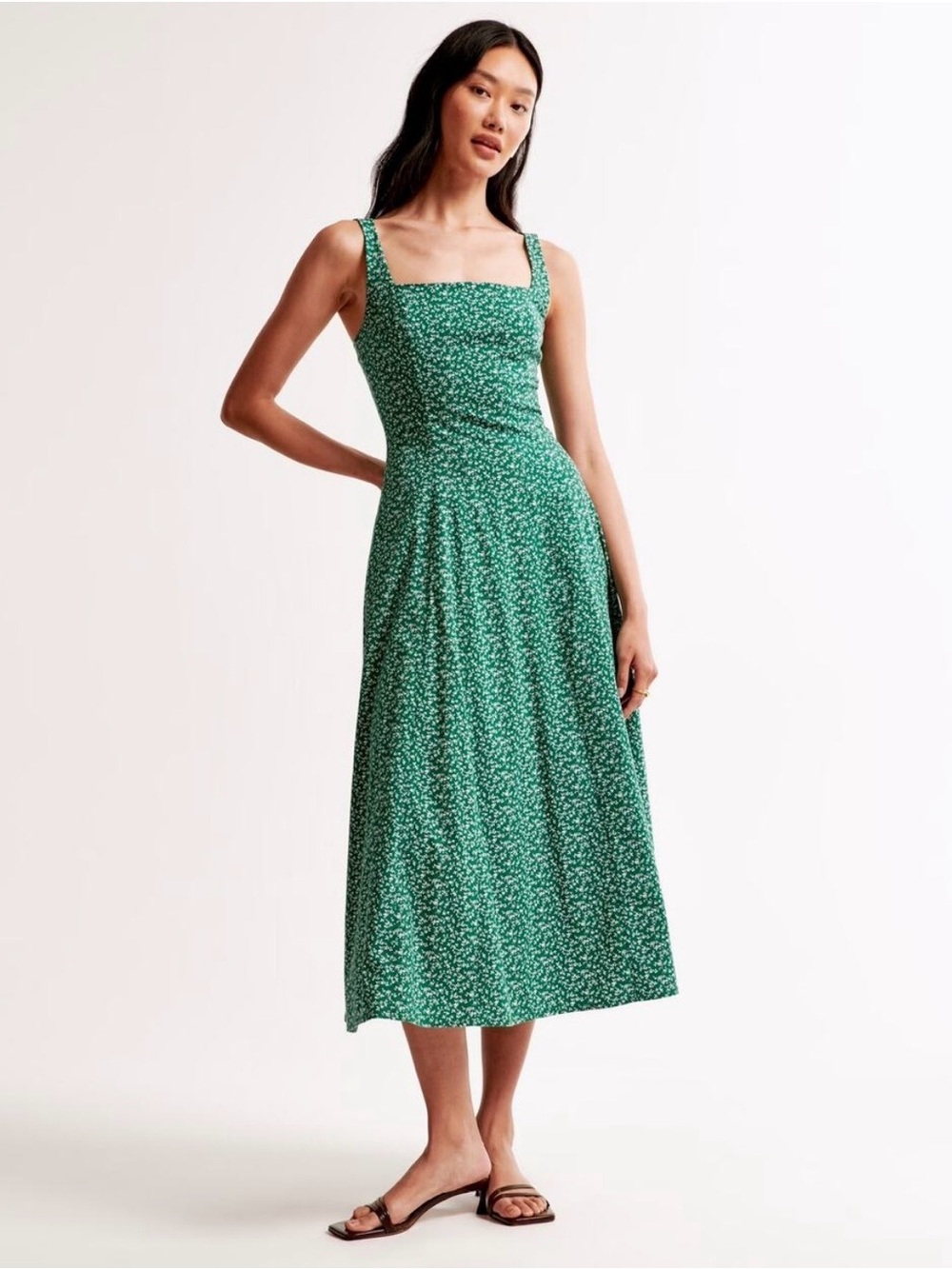 NWT Abercrombie & Fitch Green Floral Midi Dress XL